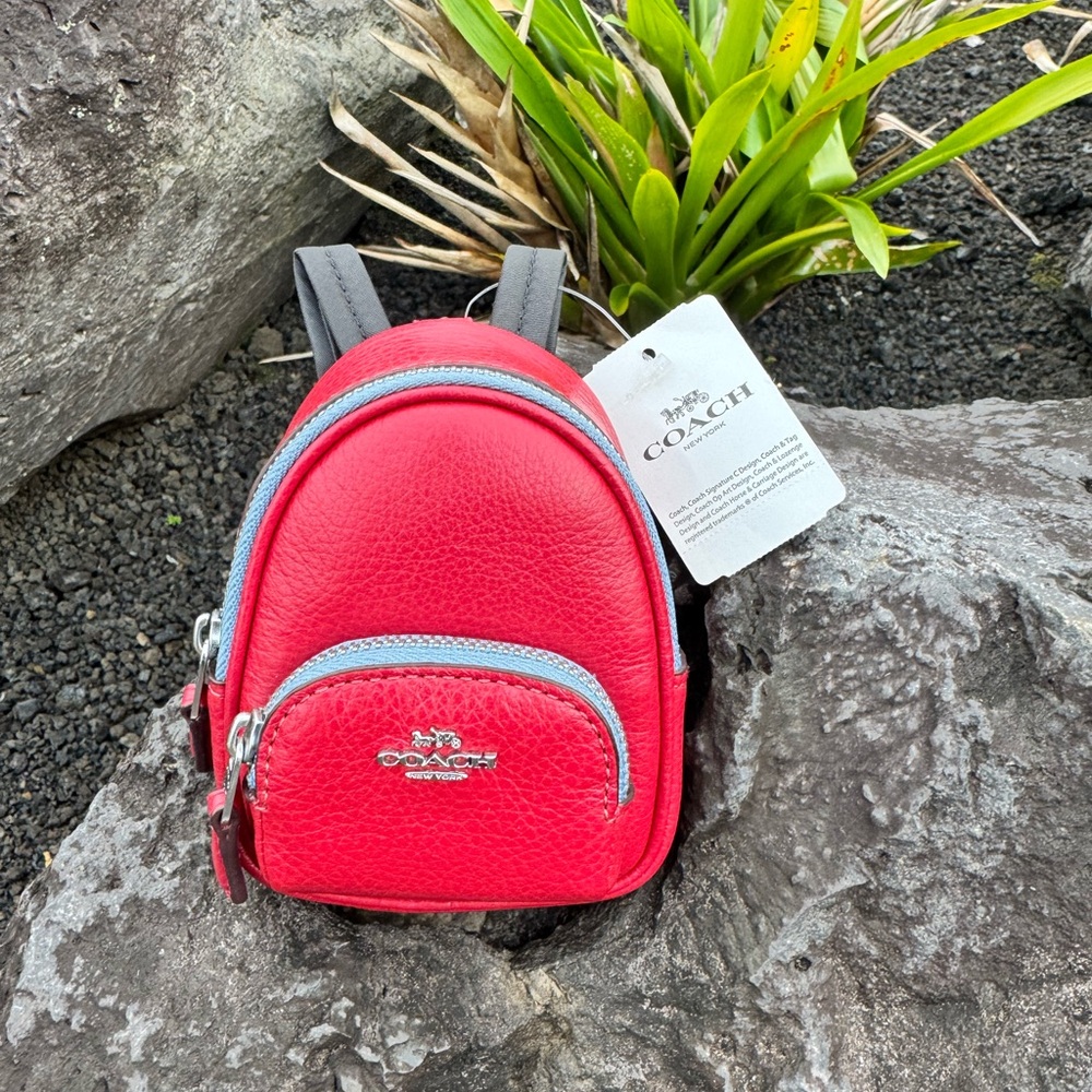 Coach Mini Backpack NWT Bag Charm Keychain Red Leather - Picture 3 of 12